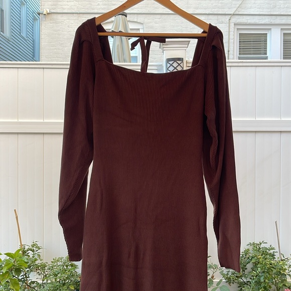Rachel Parcell - Brown Ribbed Sweater Midi Dress - Picture 3 of 16